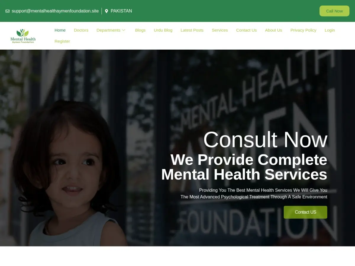 Mental Health Aymen Foundation live website homepage